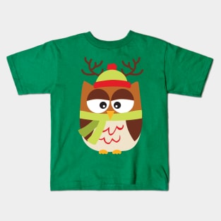 Christmas Rudolph Reindeer Owl Kids T-Shirt